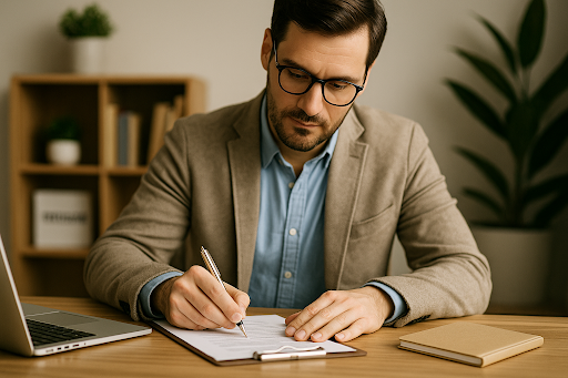 psicólogo escrevendo